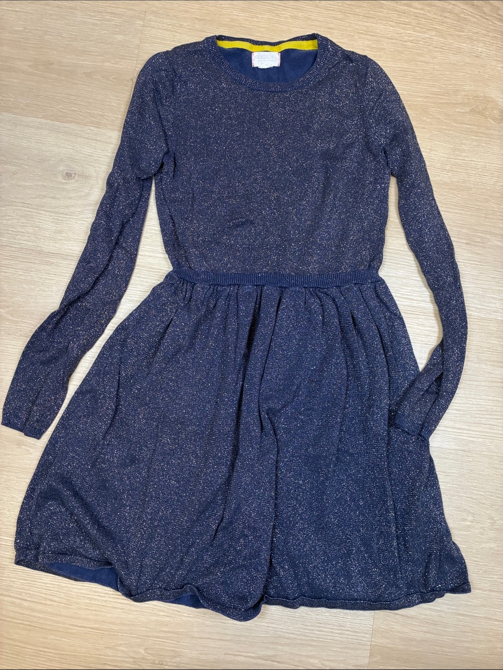 Girls' Navy Sparkle Long-Sleeve Knit Dress